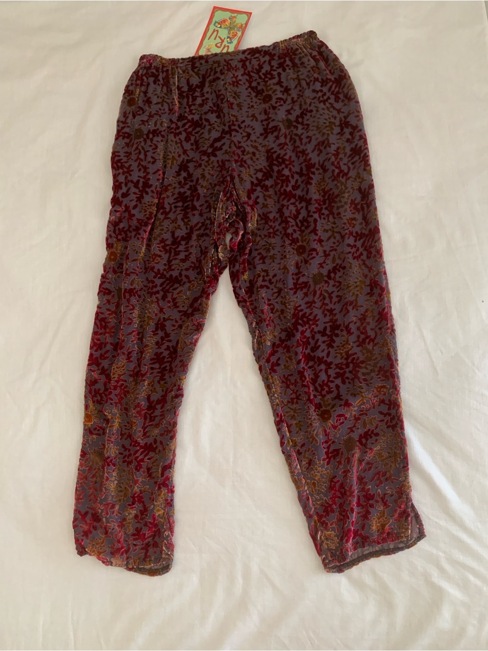 NWT URU by Kristine St Rrik Silk Burnout Velvet Pencil Pants Size 2 (L 8–14) V36